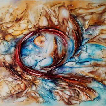 FANTAZMAT 2018r. Obraz olejny + technika własna. Abstrakcja. Wym: 100x80cm