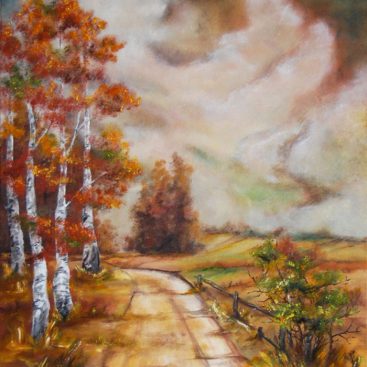 JESIENNIE 2010 r. Obraz olejny. Pejzaż. Wym: 45x55cm