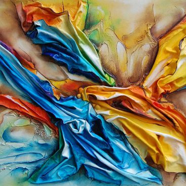 IMPRESJA OPTYMISTYCZNA 2015 r. Obraz olejna + technika własna (struktura). Abstrakcja. Wym: 70x50 cm