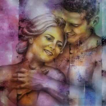 SOBIE PRZEZNACZENI - 2022r. Autor: Małgorzata Greguła. Obraz akrylowy. Akt, figuratywne. Wym: 70x50cm