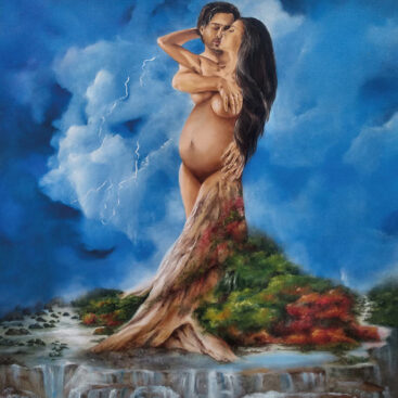 DRZEWO ŻYCIA – 2021 Autor: Małgorzata Greguła. Obraz olejny Surrealizm, symbolizm Wym: 60x70cm