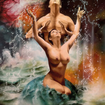 EKSTAZA - 2021r. Autor: Małgorzata Greguła. Obraz olejny. Surrealizm, symbolizm. Wym: 60x70cm