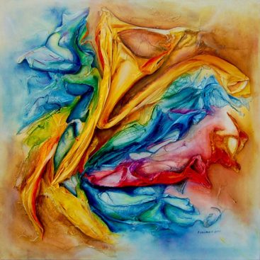 PASSION III - 2012 Autor: Małgorzata Greguła. Obraz olejny na płótnie + technika własna. Abstrakcja. Obraz strukturalny. Wym: 70×70cm