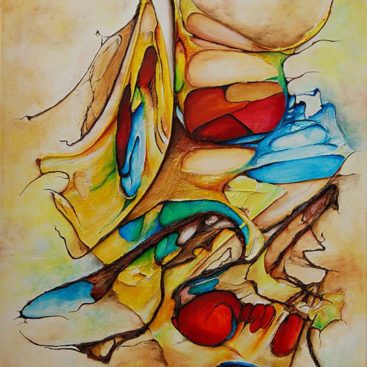 KOLOROWA STRUKTURA - 2012 Autor: Małgorzata Greguła. Obraz olejny na płótnie. Abstrakcja. Obraz strukturalny. Wymiary 46x60cm