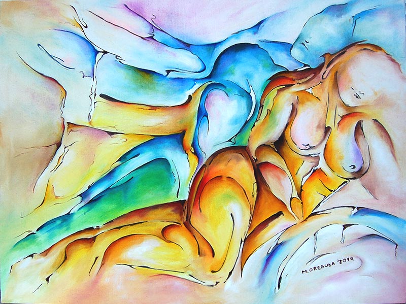 2014r. Obraz olejny. Akt, abstrakcja. Wym: 61x46cm.