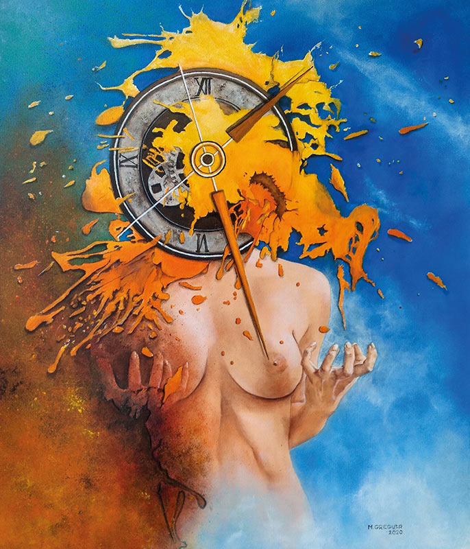 2020r. Obraz olejny. Surrealizm. Realizm magiczny. Wym: 60X70cm